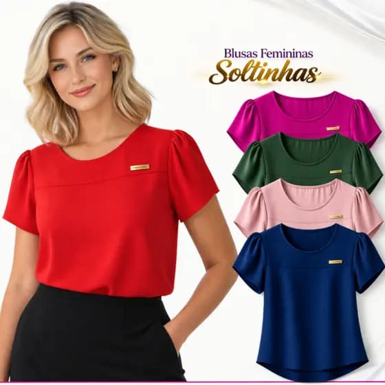 Blusa Feminina Básica Chique Tecido Leve e Confortável para o verão e dia a dia
