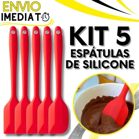 KIT Jogo 5 Espátula de Silicone Pão Duro GRANDE Resistente Para Casa Cozinha Doceria Doce Brigadeiro Beijinho Chocolate