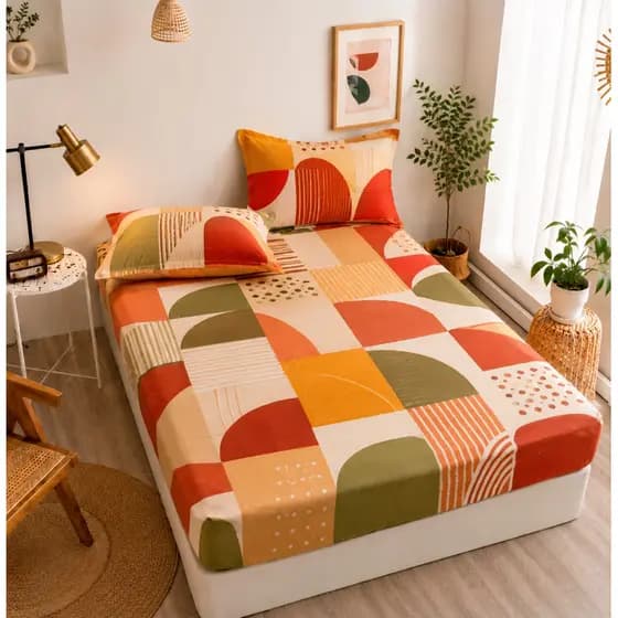 Conjunto Lençol casal Padrão 3 peças Com Par De Fronhas