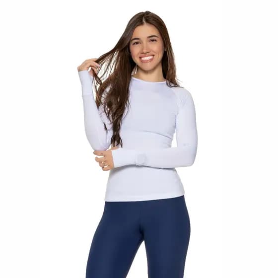 Camiseta Térmica Pelúcida Feminina Com Abertura Para Dedinho