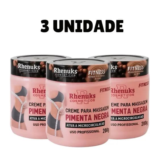 3, 2 e 1 Gel Pimenta Negra Corporal Redutor De Medidas