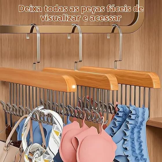 Cabide Multifuncional de Aço Inox 8 Gancho Multiuso Para Organizar Cintos Gravatas Sutiãs Colares