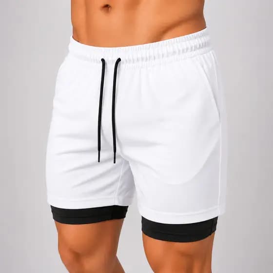 Shorts Masculino 2 em 1 Corrida Forrado Compressão Academia Treino