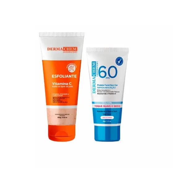 Kit Skin Care Proteção e Renovação 1 Protetor Solar Fps 60 1 Gel Esfoliante Vitamina C - Dermachem