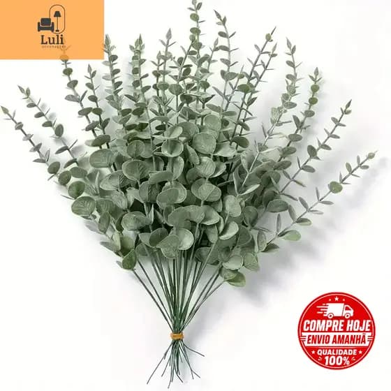 Galho De Eucalipto De Silicone Para Decoração, Artificial, Folhagem, Arranjo, Casa - ZH801674