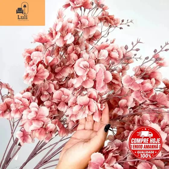 Haste de Cerejeira Alta Galho Pessegueiro 95cm Decoração Casa, Casamento Artificial HS801099 - Rose