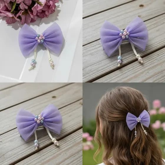 Presilha Para Cabelo com Laço de Tule Delicado