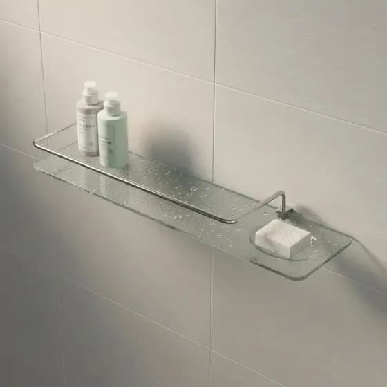Porta Shampoo Com Saboneteira - Vidro - 40x10 8mm