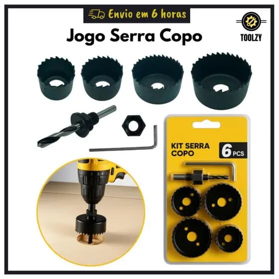 Jogo Serra Copo Para Madeira Gesso Pvc Brocas Forstner Kit Ferramentas