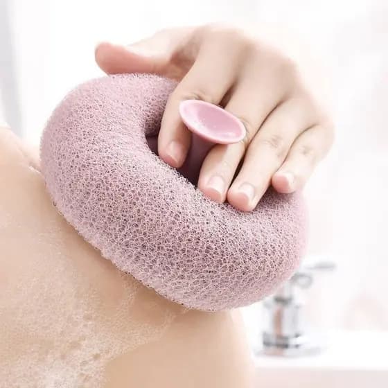 Esponja De Banho Corporal Limpeza De Pele Massagem Esfoliante 1 Uni C/ Ventosa