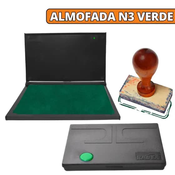 Almofada Carimbeira N3 Com Tinta Verde Para Carimbo De Madeira
