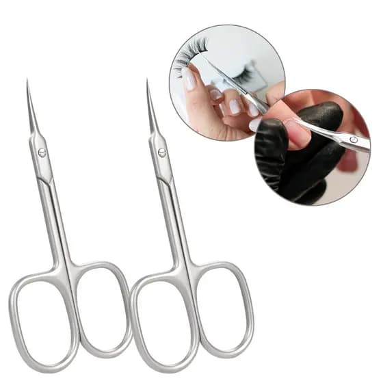 Kit 2 Tesoura Para Unhas Inox Sobrancelha Cílios Barba