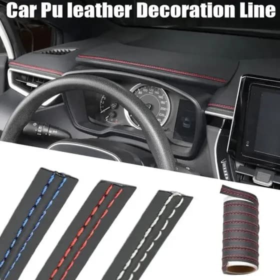 Interior Do Carro DIY Tiras De Couro Plutônio Tecido Guarnição Adesivos Proteção Para Porta Painel Decoração
