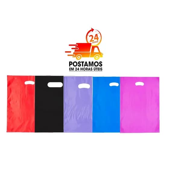 Sacolas Plástica Boca de Palhaço alça vazada reta com 1kg.