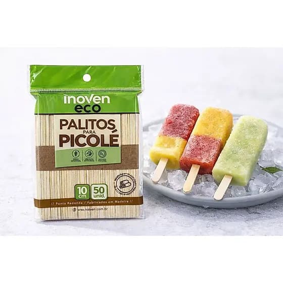 Palito Redondo de Picolé Madeira Artesanato Escolar Inoven