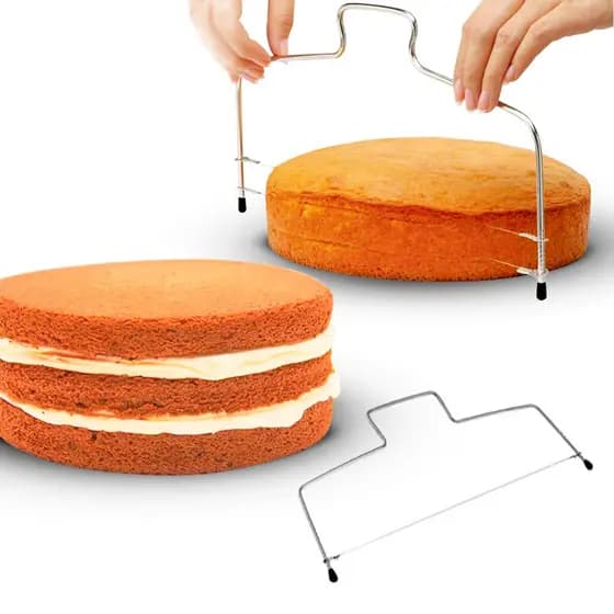 Cortador Fatiador Nivelador De Bolos Confeiteira Com Fio Duplo Ajustável Inox
