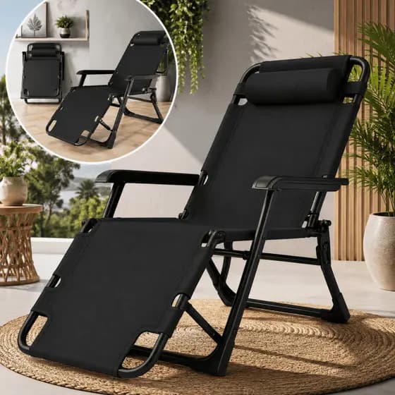 Cadeira Espreguiçadeira Dobrável Reclinável Jardim Praia Piscina 5 Posições Portátil