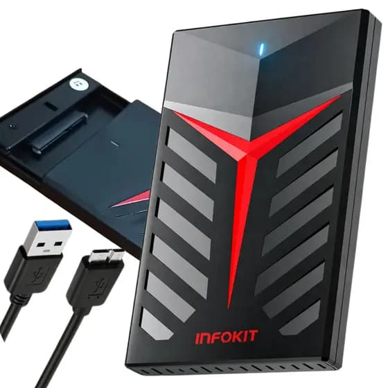 Case Externo USB 3.0 Infokit Gaveta HD SATA 2.5 Notebook Slim 5 Gbps Transforme HD/SSD em HD Externo