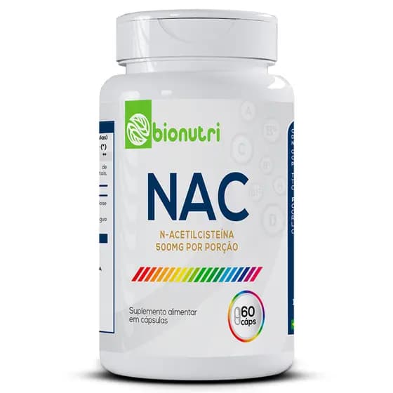 Nac N-Acetilcisteína - 60 cápsulas 500mg - Zero Açúcar - Bionutri