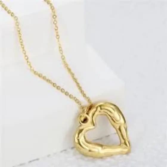 Colares De Coração / Choker E Casual Dourado Brilhante Para Mulheres