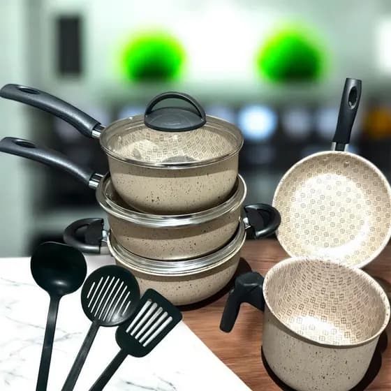 Jogo de Panelas Marfim Antiaderente 8 Peças - Qualidade, Durabilidade e Elegância na sua Cozinha