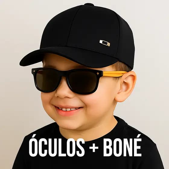 Kit Boné Infantil Aba Curva Ajustável + Óculos de Sol Criança Estiloso"