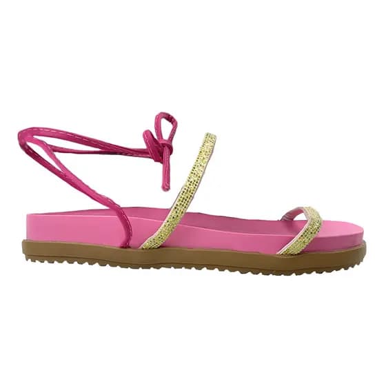 Sandália Flatform Gladiadora Tiras com Glitter - Nly Comfort
