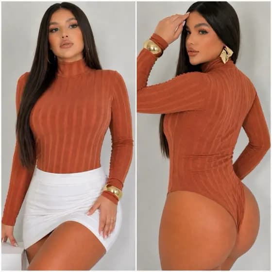 Body Gola Alta Feminino Manga Longa Coladinho Canelado Ribana Premium Inverno Frio Elegante Casual Moda 2026