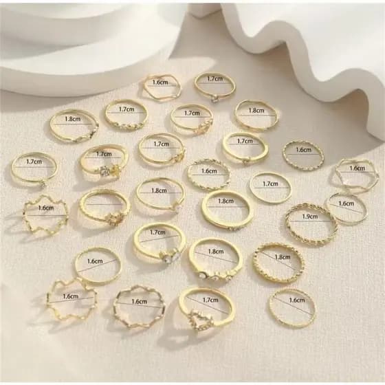 kit 12 anel Para Mulhere feminino banhado a ouro 18k zircónia