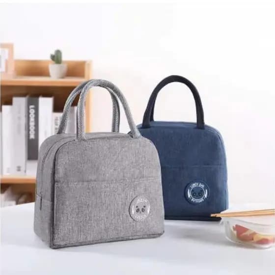 Bolsa Térmica Cinza Marmita Fit Trabalho Lancheira Escritório Academia Necessaire Viagem Impermeável