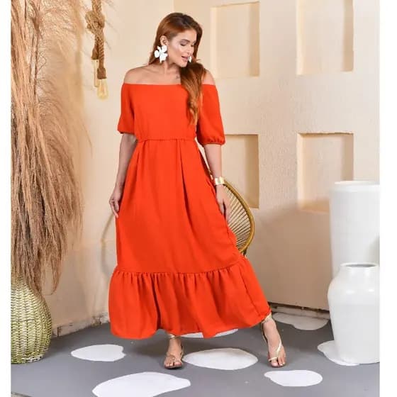 Vestido Longo Feminina Moda Evangélica Manga 3/4
