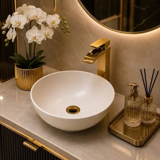 Cuba de Apoio de Pia Redonda ou Retangular Banheiro Lavabo Sobrepor Design Moderno Full Casa, Lar
