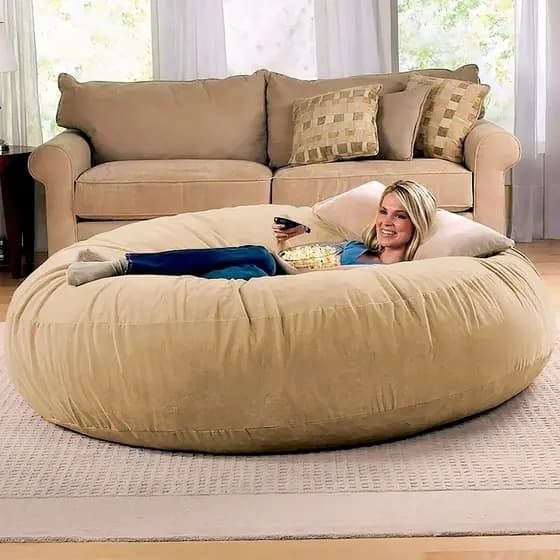 Puff Redondo Gigante Conforto Premium para Inverno Suede Macio Para infantil/adulto - Sem enchimento