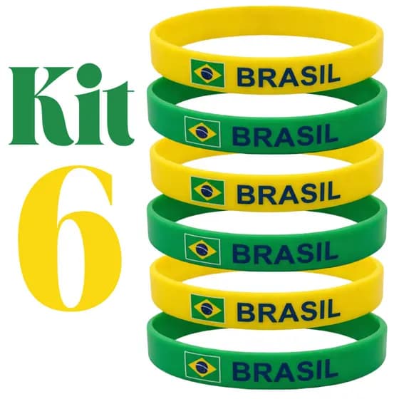 Kit 6 Pulseiras Brasil Copa 2026 Torcida Oficial Unissex