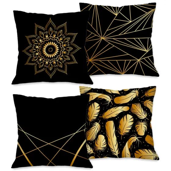 Kit com 4 Capas para Almofadas Decorativas Exclusivo 45X45cm Mandala