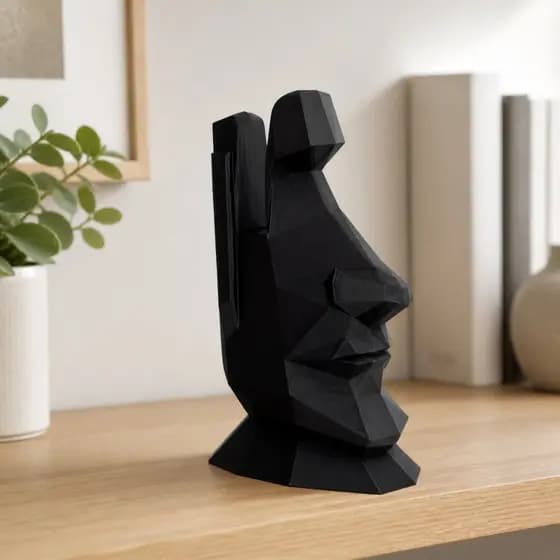 Porta Óculos Estátua Moai Decorativo Funcional Para Casa e Escritório