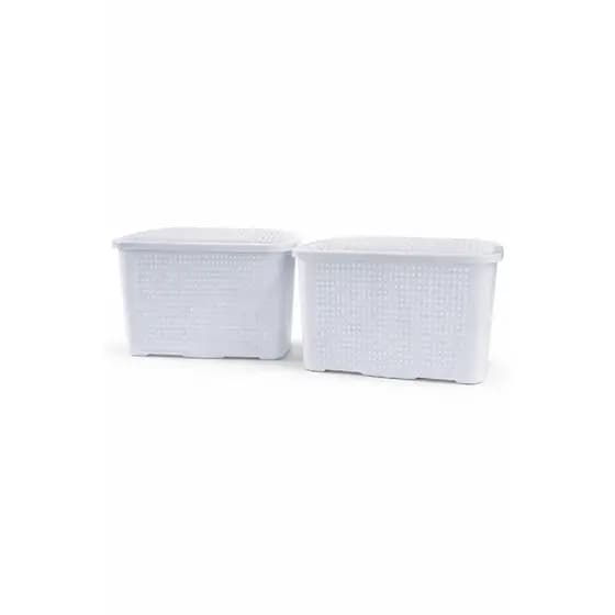 Caixas Organizadoras Rattan 14 Litros Branca KIT COM 2 UNIDADES – Praticidade e Elegância para sua Casa
