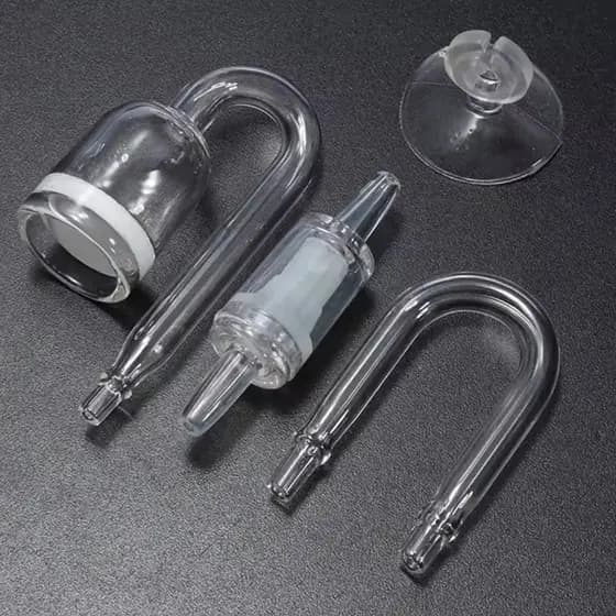 Kit Difusor Co2 em Vidro + Curva U + Válvula Anti Retorno + Ventosa Aquário Plantado