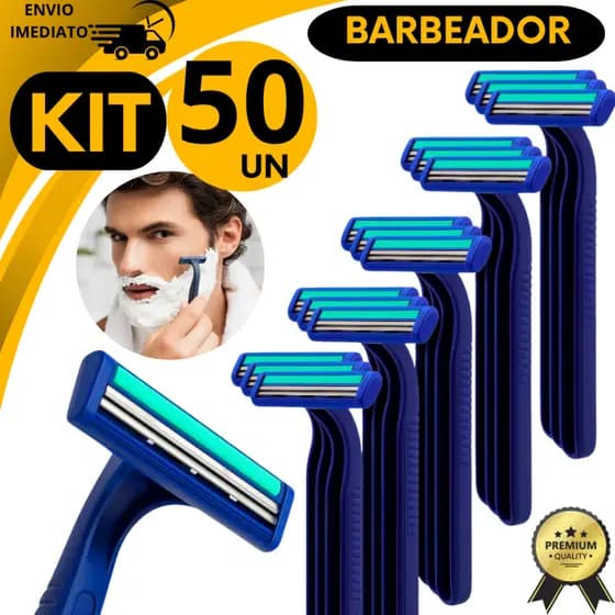 Conjunto 50 Barbeadores 2 Lâminas Descartável Masculino Feminino Gilete Corte Preciso Prestobarba