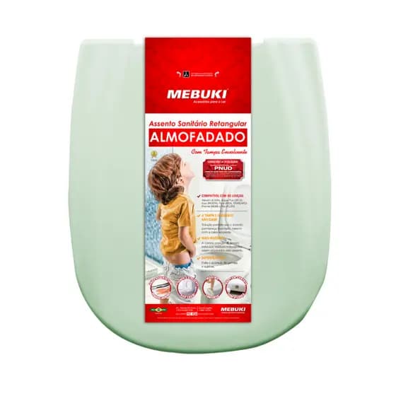 Assento Sanitário Almofadado Retangular Verde Dona Beja Para Vaso Santa Clara 1.6gpf 6.0lpf
