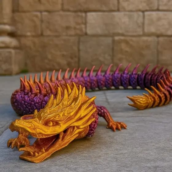 Dragão Brinquedo Articulado Cristal Colorido 40cm 3D Brinquedo Decorativo Flexível