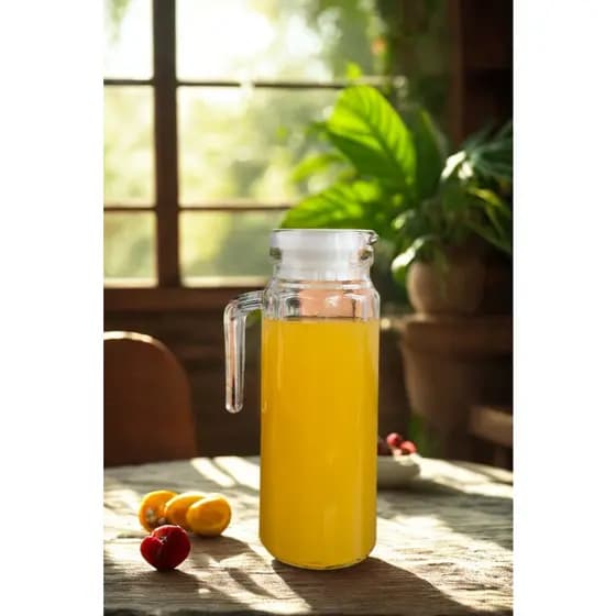 Jarra de Vidro Suco Água 1L Design Slim Vertical Porta Geladeira Premium