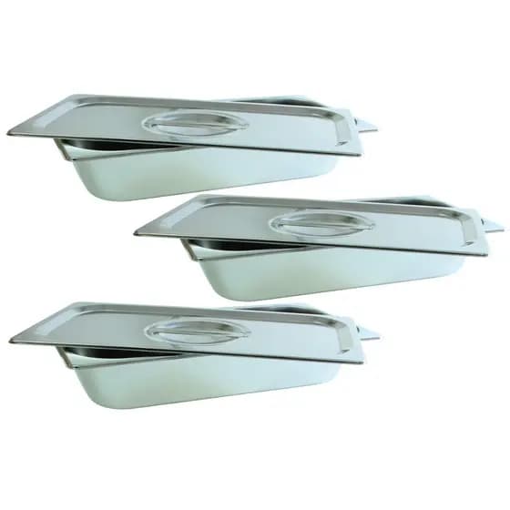 3 Cuba Gastronomica Inox com tampa 1/3x65 Gn Buffet Cozinha