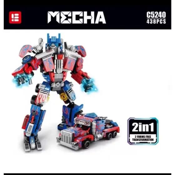 Brinquedos De Montar Robô Transformador 438 Pcs 2 Em 1 438