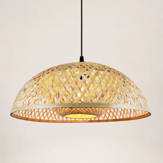 Lustre Pendente Bambu Rustico Artesanal Luminária De Teto Natural Moderno Casa Fazenda Restaurante