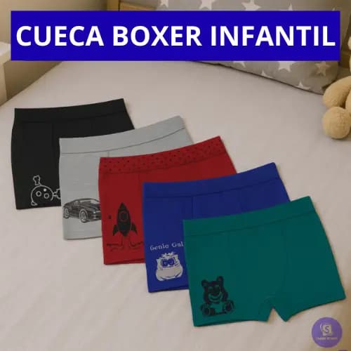 Kit Cuecas Boxer Infantil Criança Menino Masculino Elástico Respirável Sortido