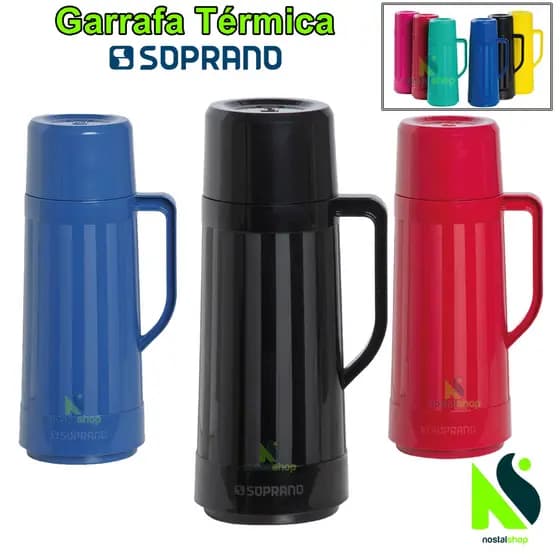 Garrafa térmica 1 Litro café chá Soprano Topázio Frio Quente Com Copo mesa