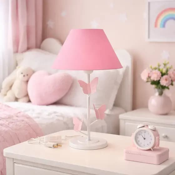 Abajur Para Quarto Infantil Trio Borboleta Luminária Em Ferro Decoração Para Mesa Escrivaninha
