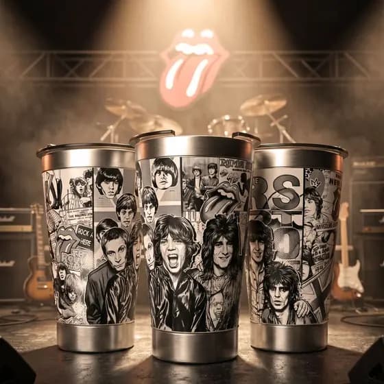 Copo Térmico Rolling Stones 473ml Inox Gravação 360 Rock N Roll