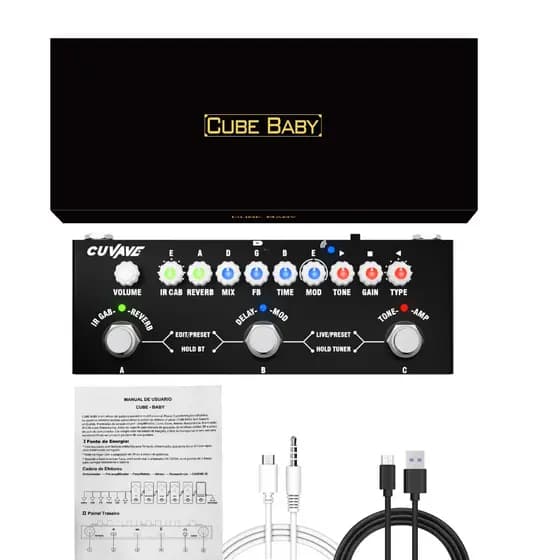 Cuvave Cube BEBÉ Portátil Multi Efeitos Pedal Para Guitarra Acústica Elétrica Gravação Interface Áudio Função Cuvave